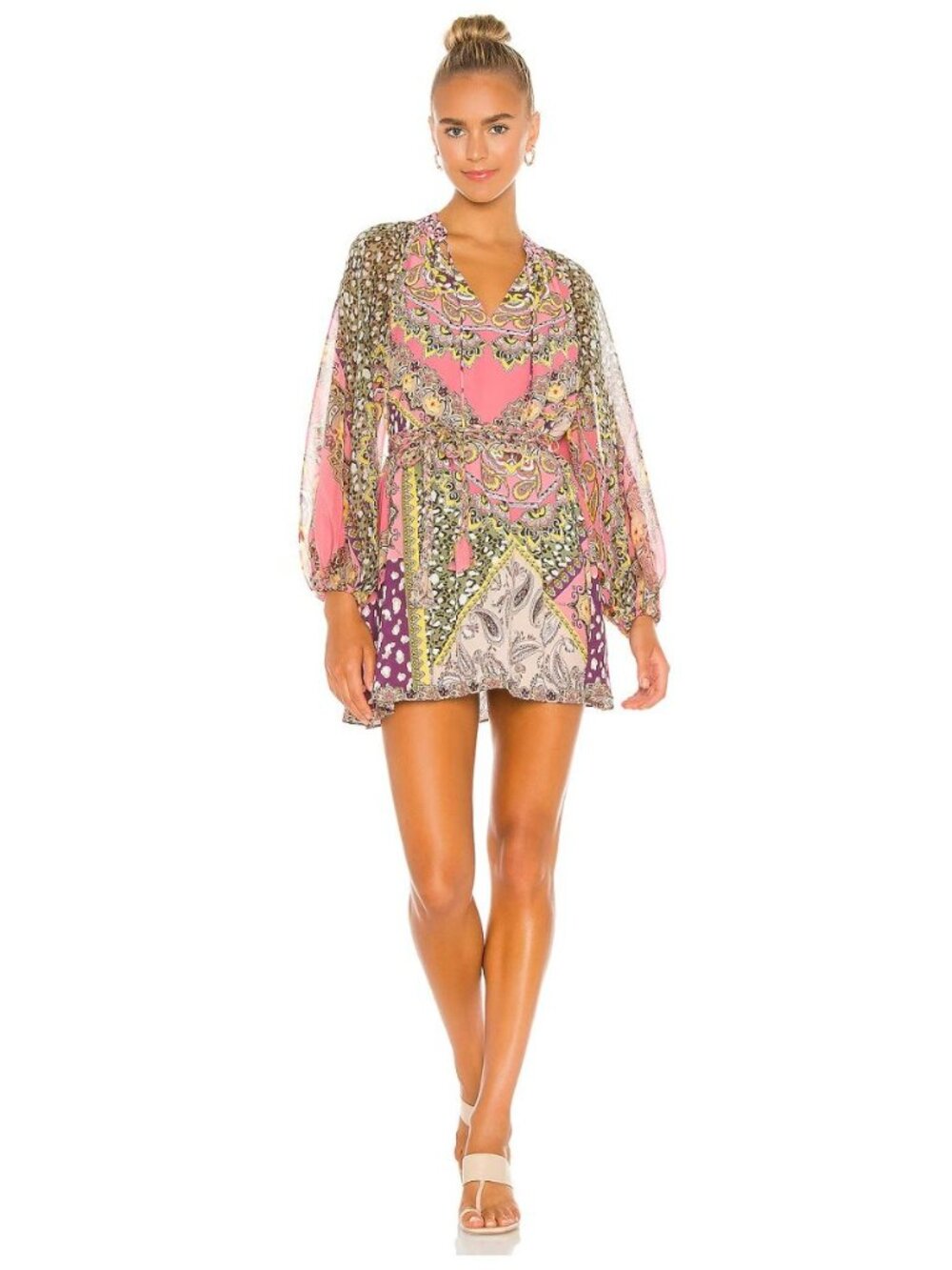 NWT Alice + Olivia Lillian Mini Dress Pink Multicolor US 14 $440 [jb]